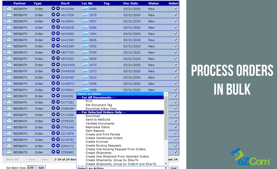 screenshot of eZCom EDI